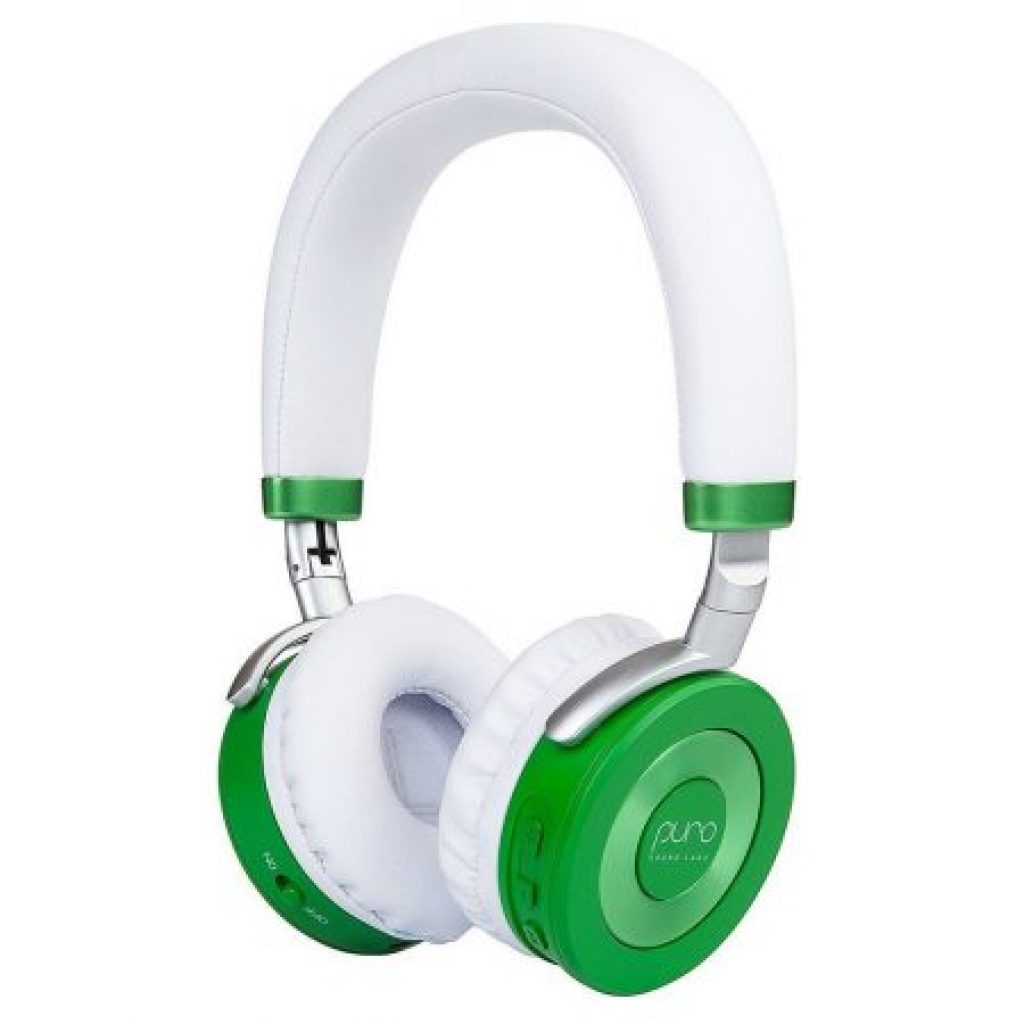 audifonos de diadema bluetooth para niños y niñas color blanco con verde