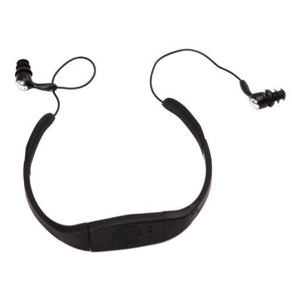 auriculares con reproductor mp3 con radio, contra agua color negro