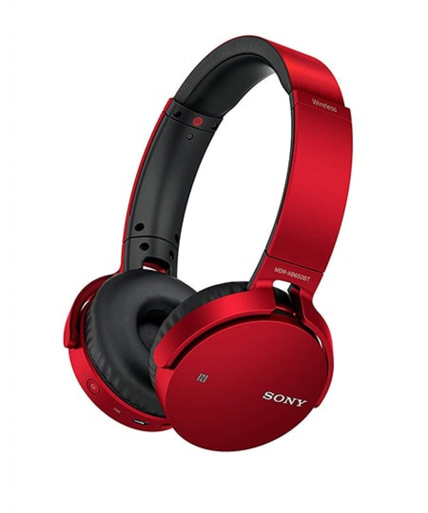 adifonos Sony MDR-XB650BT con sistema extrabass en color rojo inalambricos