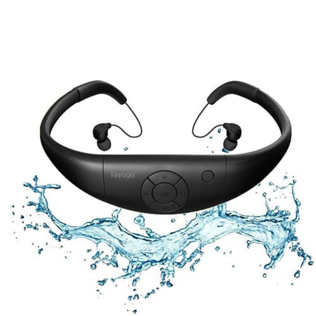 auriculares tayogo inalambricos, con 8gb de memoria, color negro , resistentes al agua